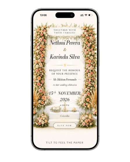 Personalized digital wedding invitation with RSVP
