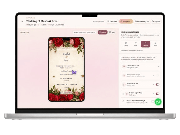 Invitation builder with live guest preview